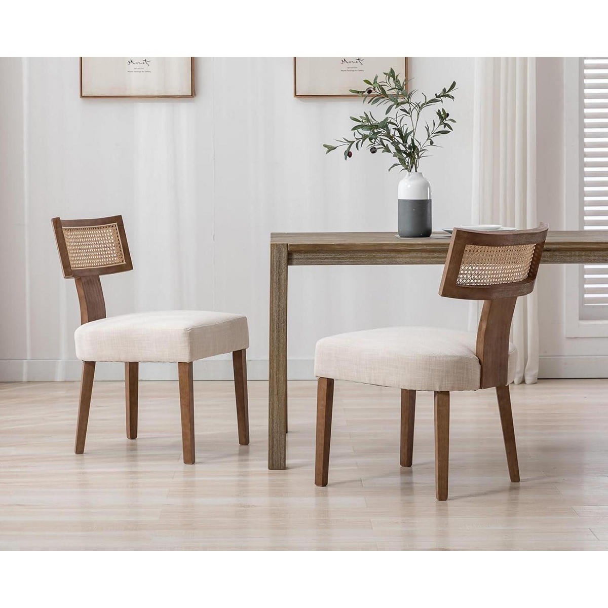 ESSZIMMERSTÜHLE 4er Set Holz Rattan Beige - Beige, Holz (52/87/58cm)