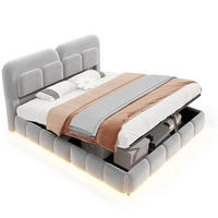 POLSTERBETT 140 x 200 cm mit LED und Stauraum, Grau - Grau, Textil (140/200cm) - FLIEKS