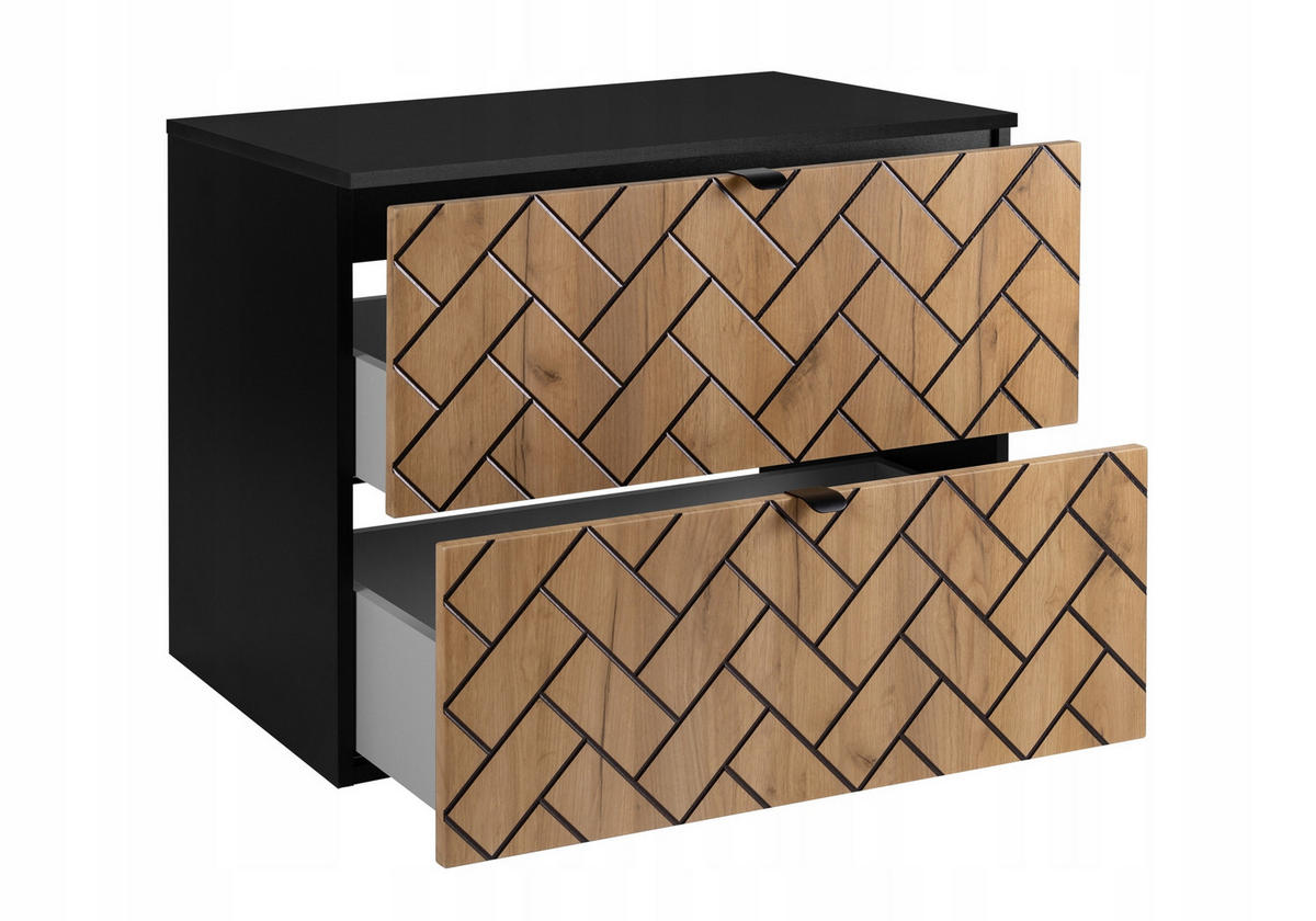 WASCHBECKUNTERSCHRANK TREND Eiche/Schwarz 80/46/60 cm - Schwarz, Holzwerkstoff (80/62/46cm) - Rodan