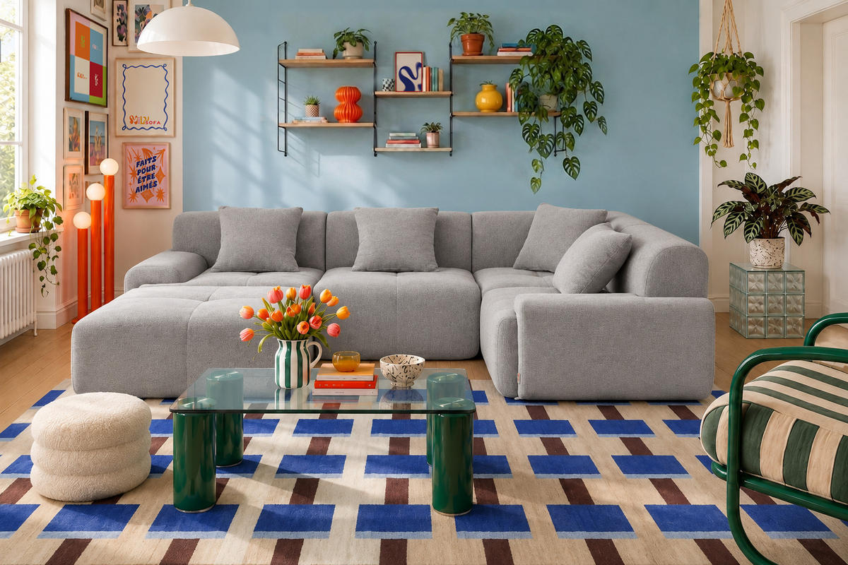 ECKSOFA Chenille Mineralgrau - Grau, Textil (260/190cm) - MILYsofa