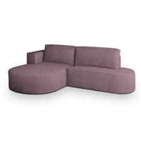 ECKSOFA CORTIO P L-S Lila Kordstoff mit Schlaffunktion - Lila, Holz (265/174cm) - MASSENO