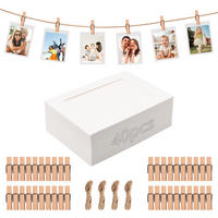 FOTOGIRLANDE 40 Fotos 11.5x15.5 cm mit Holzklammern DIY Wand Deko Hochzeit - Weiß, Karton (15.5/1/11.5cm)