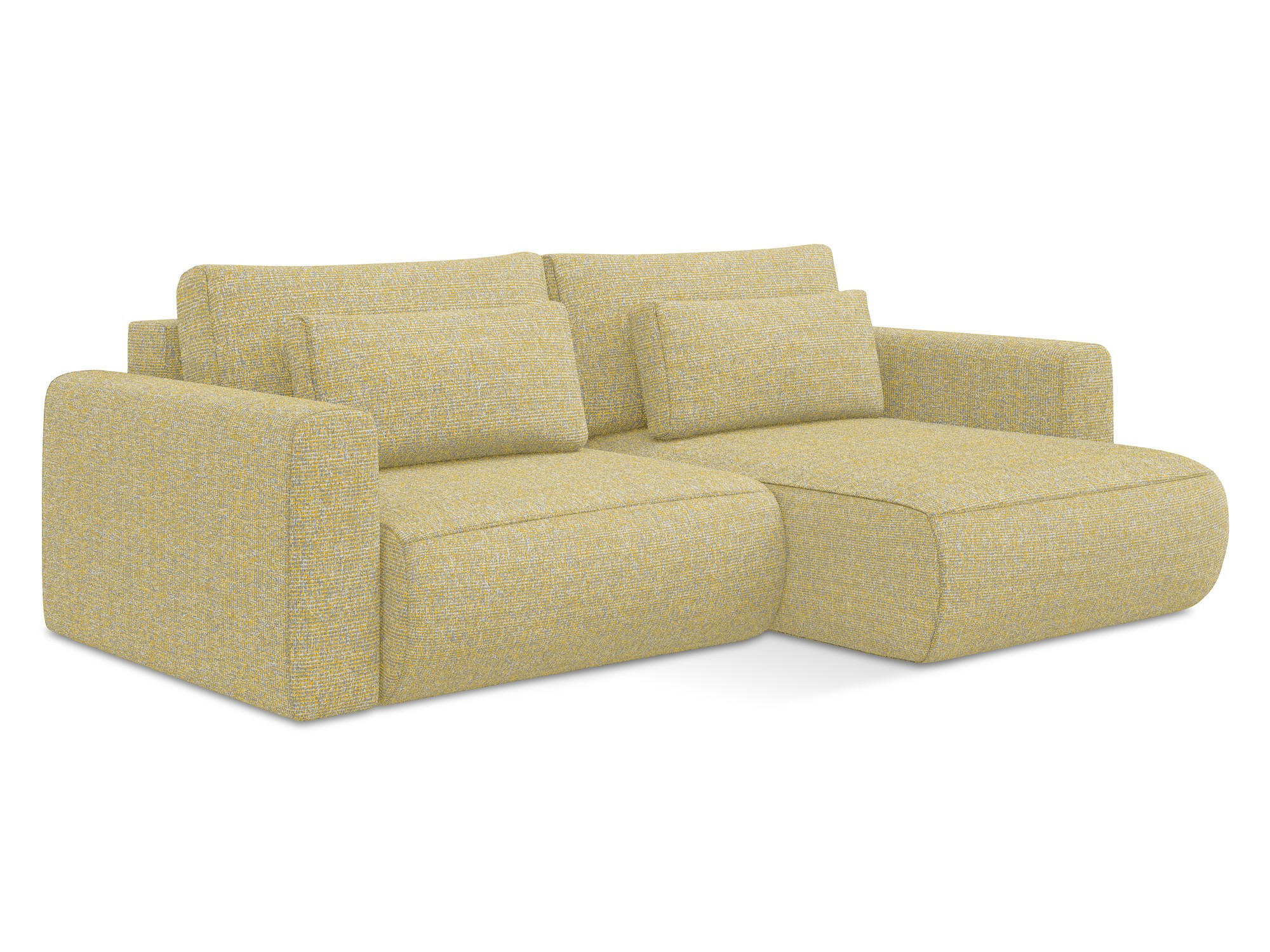 ECKSOFA mit Schlaffunktion Strukturstoff Stoff Gelb - Currygelb/Gelb, Kunststoff/Textil (240/149cm) - Makamii