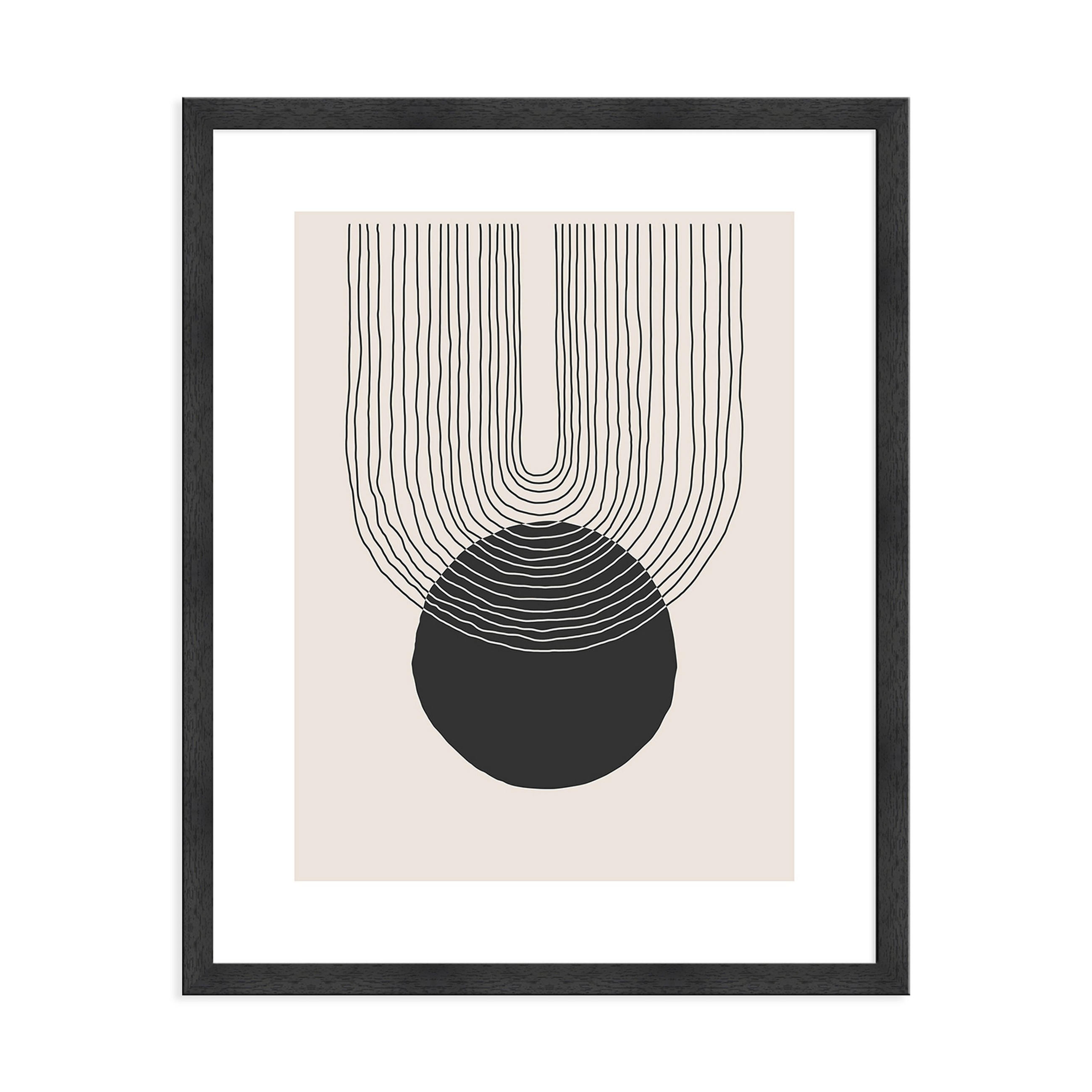 POSTER mit Rahmen 40x50 cm abstrakte Formen schwarz beige - Beige, Holz (41/51cm) - artissimo