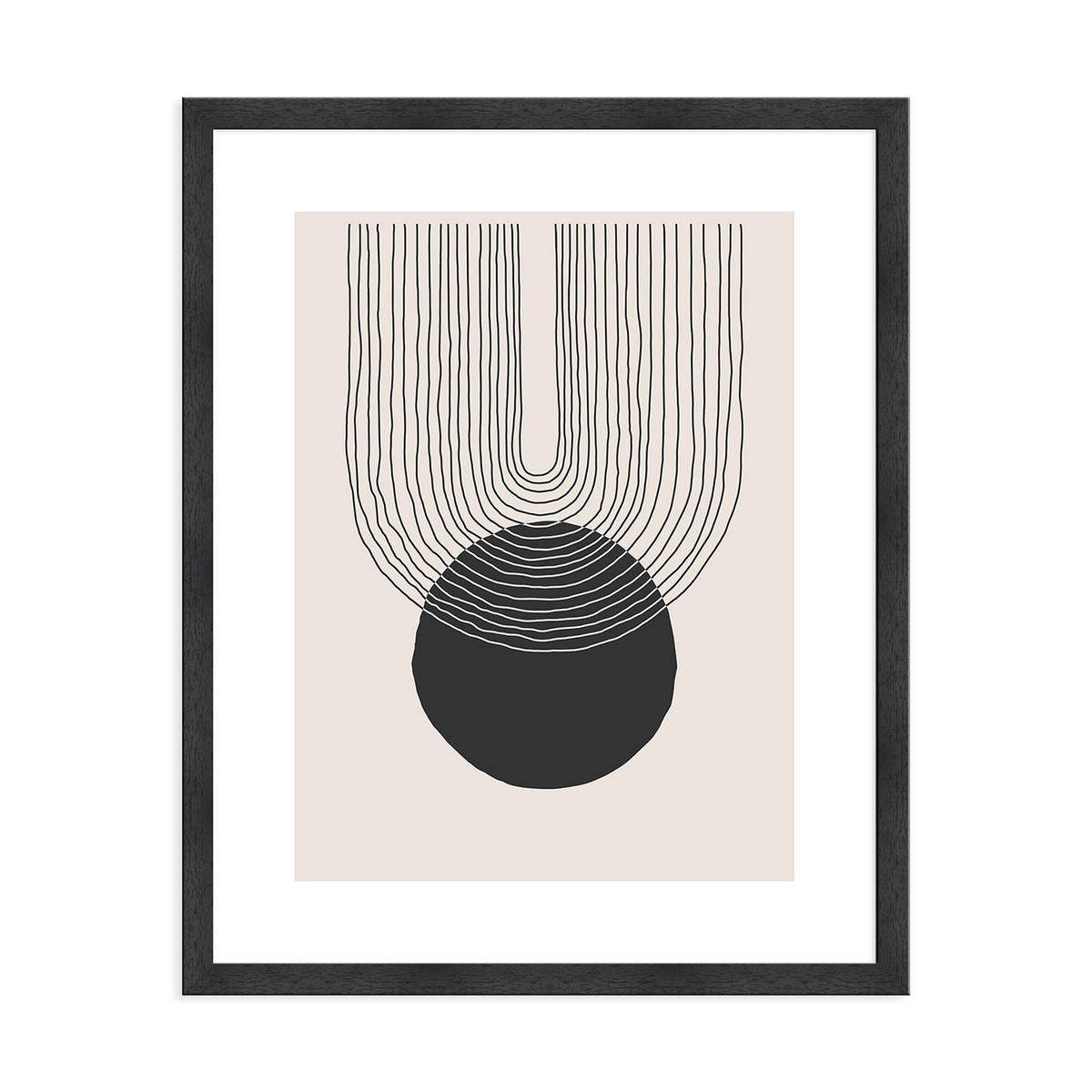 POSTER mit Rahmen 40x50 cm abstrakte Formen schwarz beige - Beige, Holz (41/51cm) - artissimo