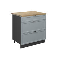 KÜCHENUNTERSCHRANK Fame-Line Hellblau-grau 80 cm mit 3 Schubladen AP Eiche - Anthrazit/Blaugrau, Holzwerkstoff (80/82/60cm) - Vicco