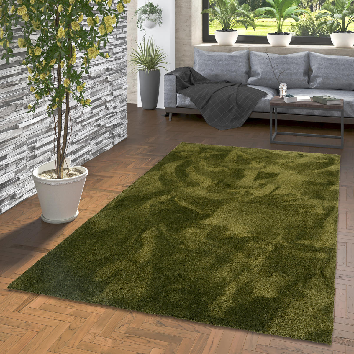 HOCHFLORTEPPICH LIVORNO SUPER SOFT - Grün, Textil (160/200cm) - Snapstyle