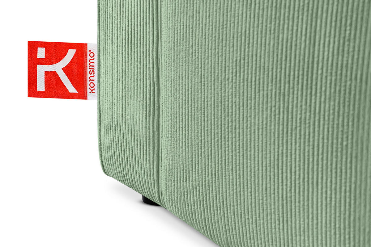 ECKSOFA-LINKS/RECHTS NAPI Schlaffunktion mit Cordbezug, mintfarben - Schwarz/Mintgrün, Textil (262/148cm) - KONSIMO®
