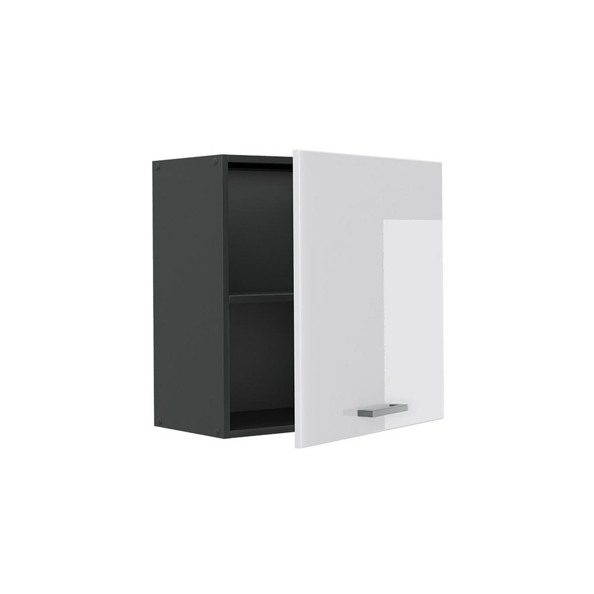 HÄNGESCHRANK R-Line, Weiß Hochglanz/Anthrazit, 60 cm mit 1 Tür - Weiß Hochglanz/Anthrazit, Holzwerkstoff (60/60/31cm) - Vicco
