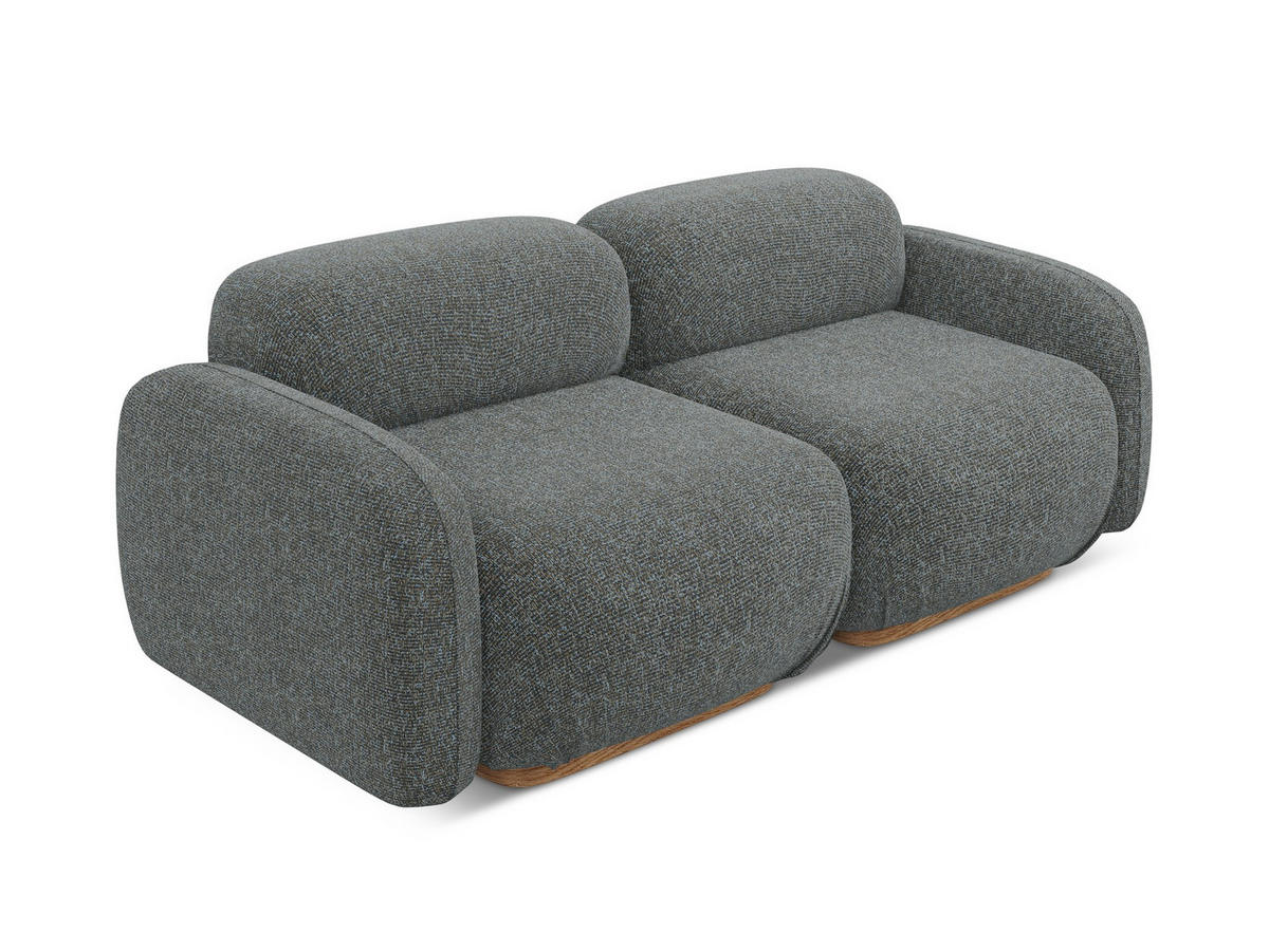 3-SITZER SOFA Strukturstoff Stoff Grau - Dunkelgrau/Braun, Holz/Textil (190/73/95cm) - Makamii