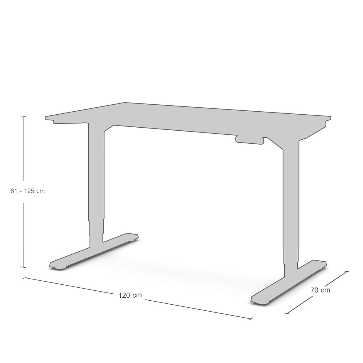 SCHREIBTISCH Elektrisch höhenverstellbarer Schreibtisch Y-Line Signalweiß Schwarz 120/70/62-127cm - Schwarz/Weiß, Holzwerkstoff/Metall (70/120/127cm) - ASSMANN