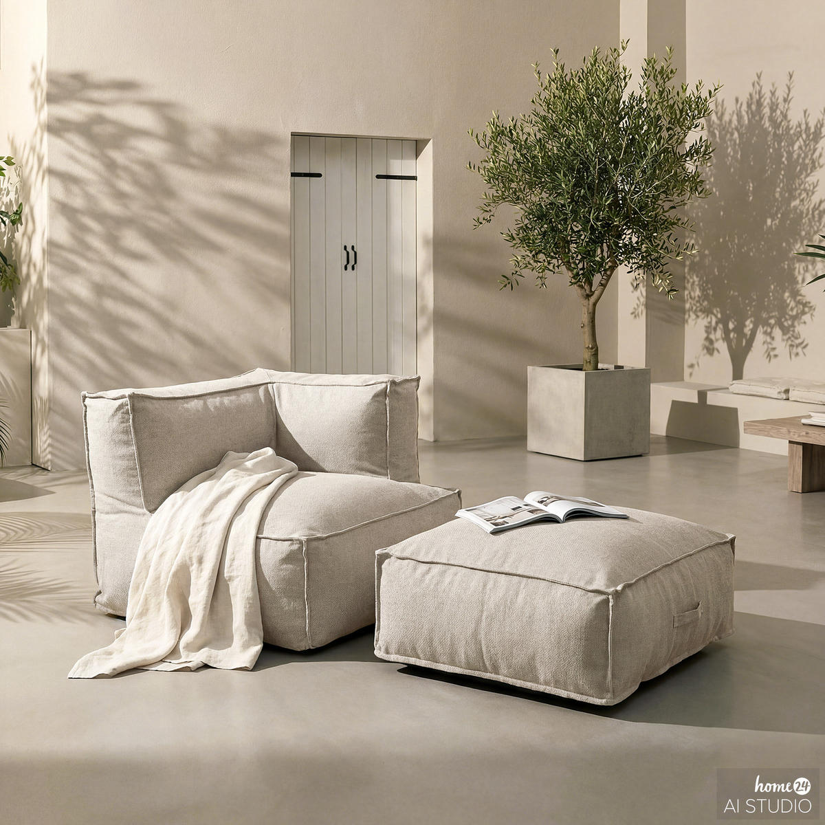 LOUNGEGRUPPE - 2-teilig - Olefin - Beige - Beige, Textil (190/80/95cm) - home24