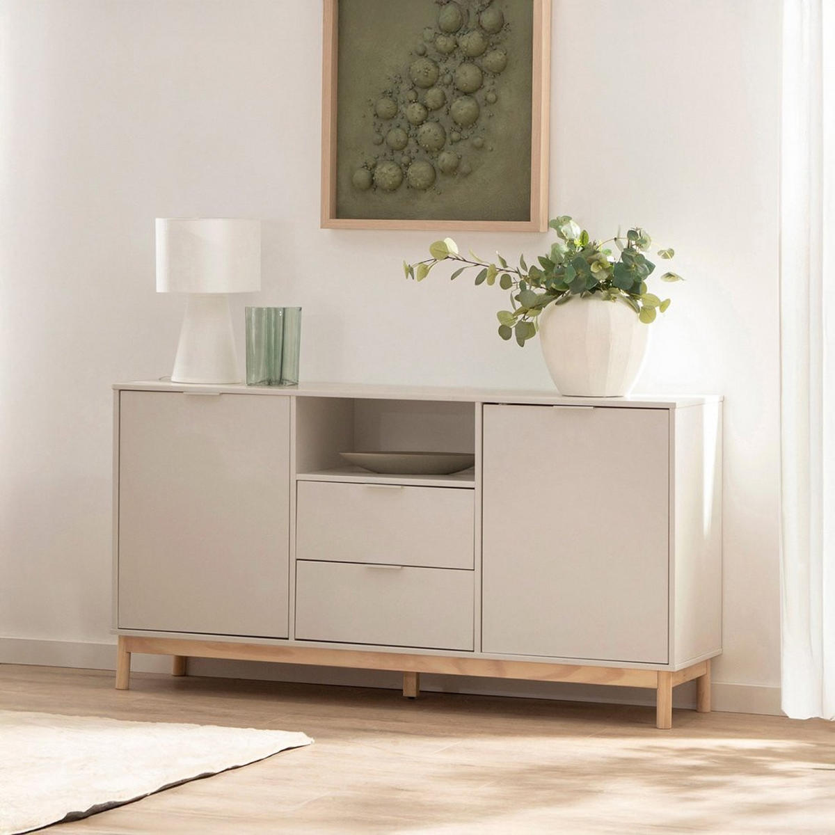 ANRICHTE NIEDRIGE Elian Weiß 150 cm x 78 cm - Weiß, Holzwerkstoff (150/78/38cm) - Klast Home