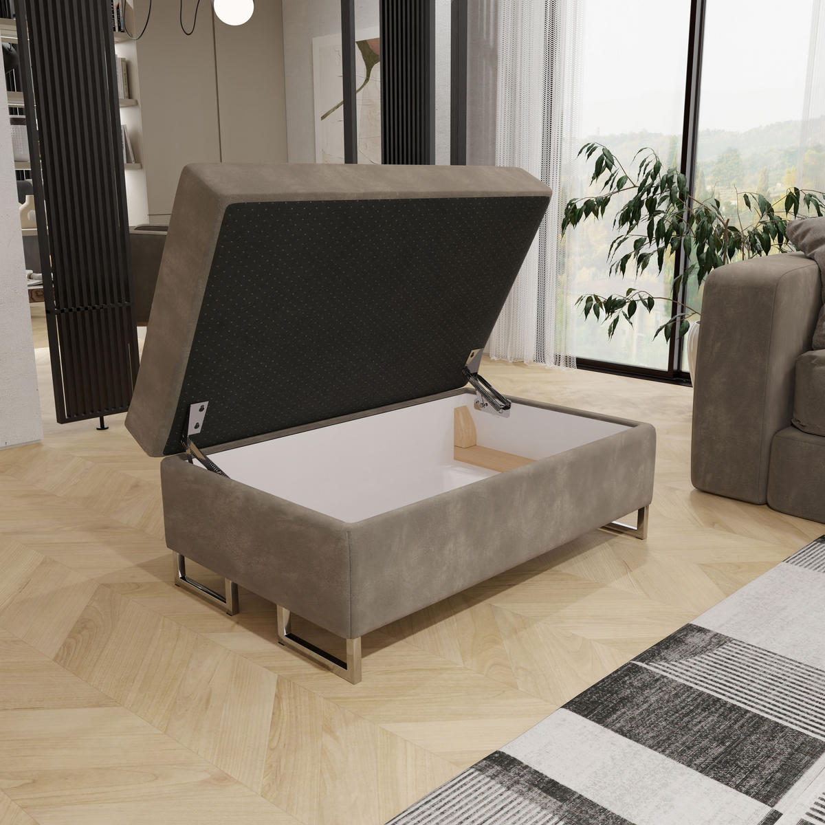 POLSTERHOCKER BARLET Beige 100x60 cm - Beige, Textil (100/41/60cm) - MASSENO