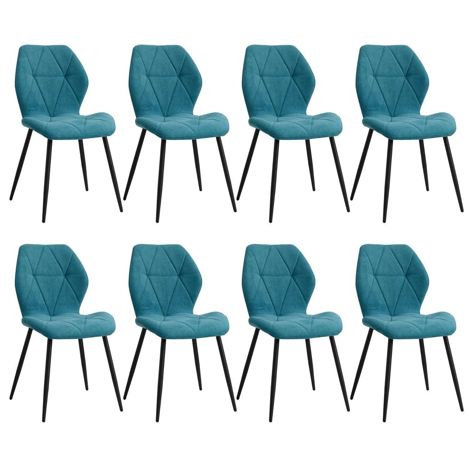 ESSZIMMERSTÜHLE 8er-Set Stoff Seeblau mit Metallbeinen - Türkis, Textil (43/86/47.5cm)