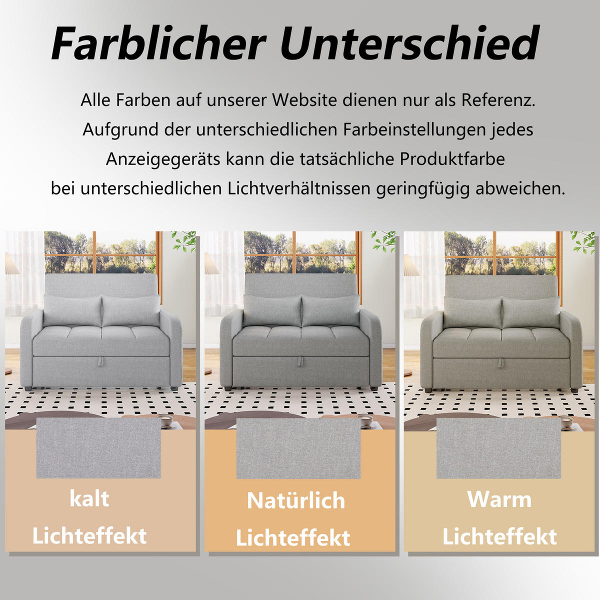 SCHLAFSOFA Baumwoll-Leinen mit verstellbarer Rückenlehne Antikgrau 127/75/94 cm - Grau, Textil (75/94/127cm) - Redom