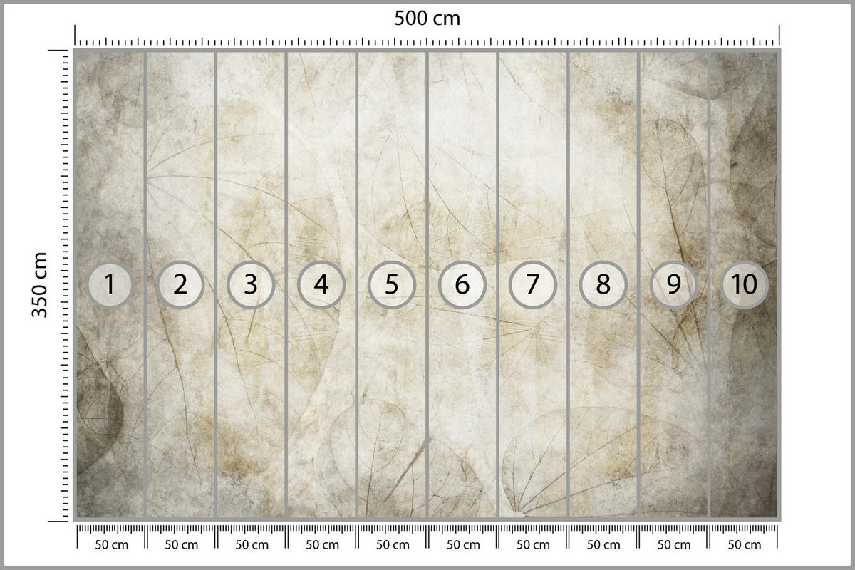 FOTOTAPETE für Badezimmer Blätter Beton Abstraktion Retro 500x350 - Beige/Grau, Papier (500/350cm) - Muralo