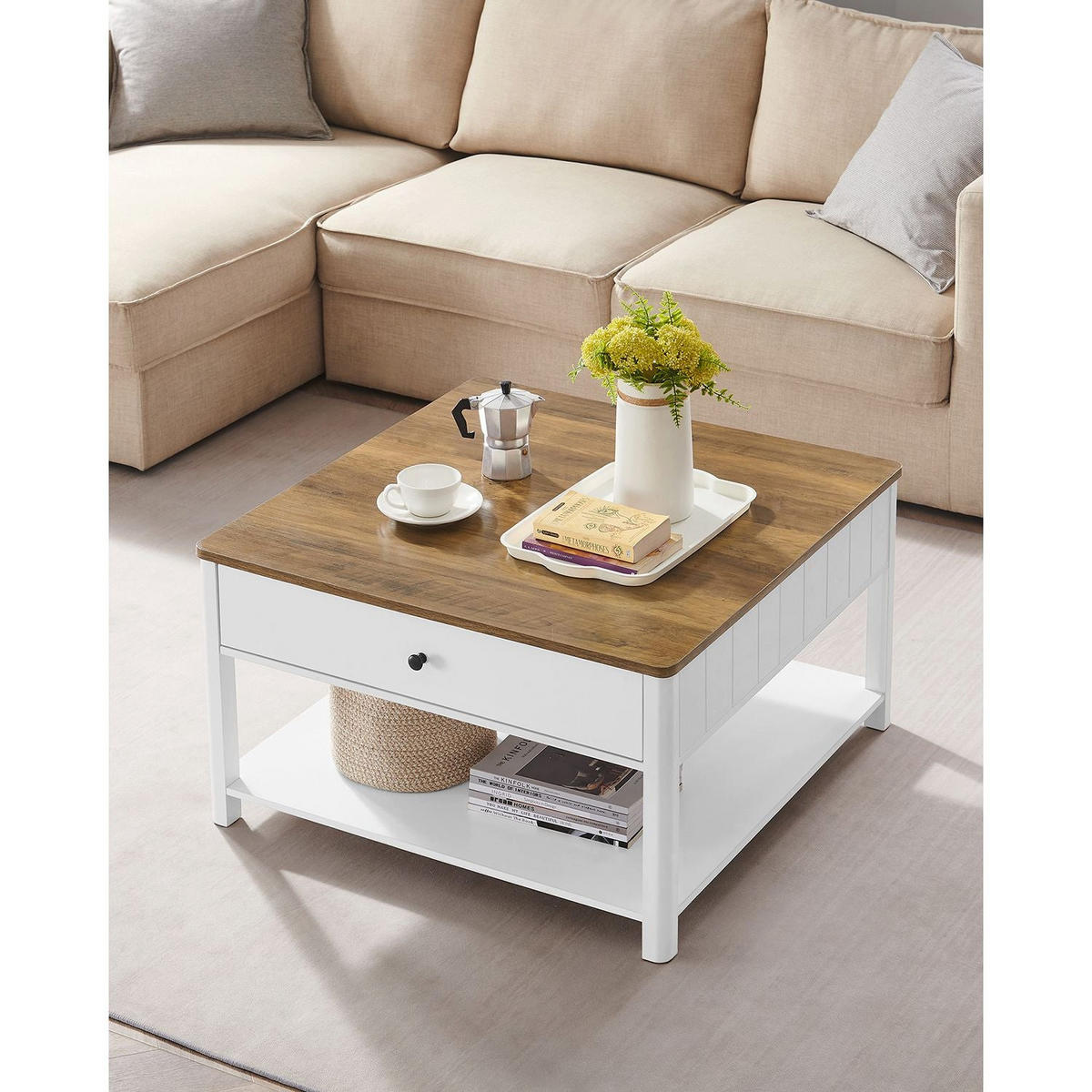 COUCHTISCH BISSAU - Weiß, Holzwerkstoff (80/80/45cm) - Hansiro