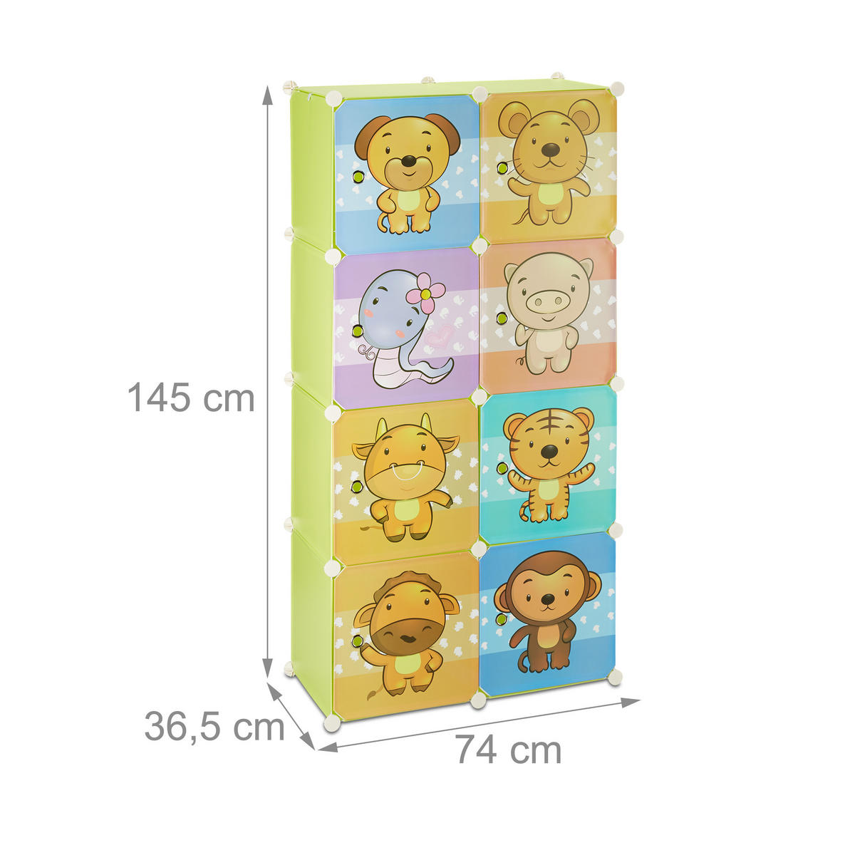 KINDERREGAL Stecksystem - Grün, Kunststoff/Metall (74/145/37cm) - Relaxdays