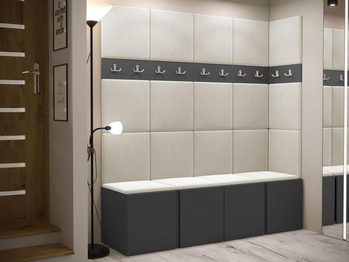 GARDEROBEN-SET Orion II - Beige/Graphitfarben, Holzwerkstoff/Kunststoff (168/186/46cm) - MIRJAN24