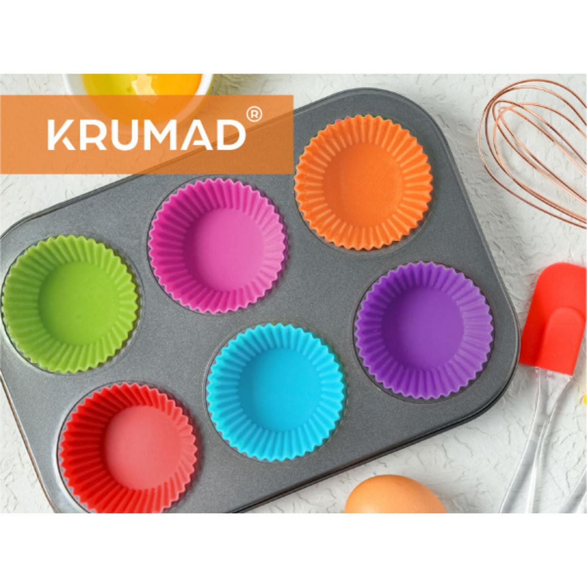 MUFFINFORM Silikon Muffinförmchen Set 12 Stück - Multicolor, Kunststoff (4.5/3.5/7cm) - KRUMAD