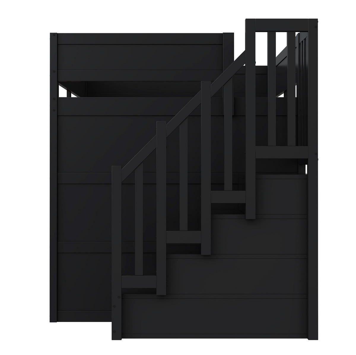 HOCHBETT 140/200 cm Schwarz/Rot aus MDF und Sperrholz mit Schreibtisch und Stauraum - Schwarz, Holzwerkstoff (140/200cm) - OKMYHOME