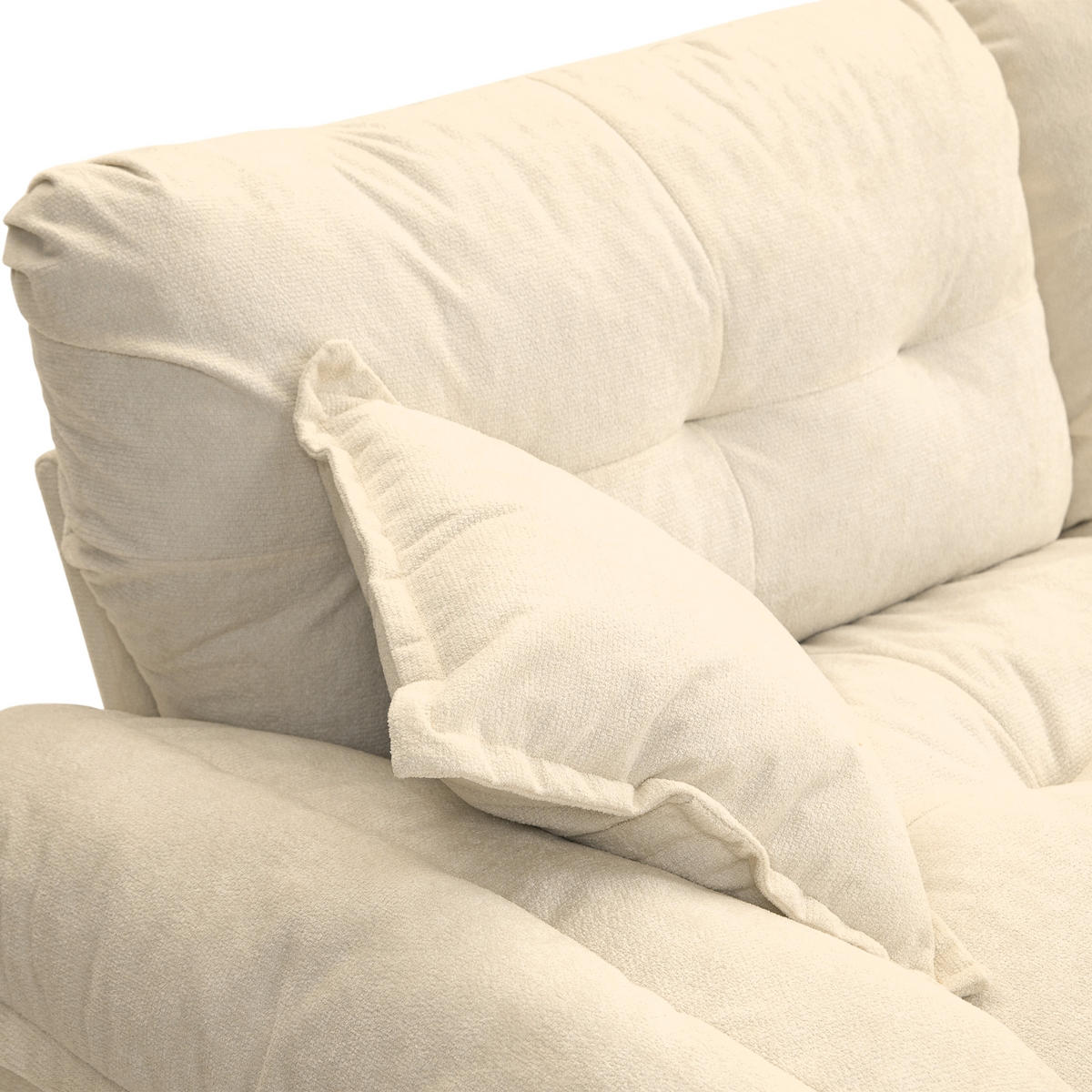 2-SITZER SOFA Chenille Beige mit Kissen - Beige, Holzwerkstoff/Kunststoff (213.4/87.6/90.1cm) - WISHDOR