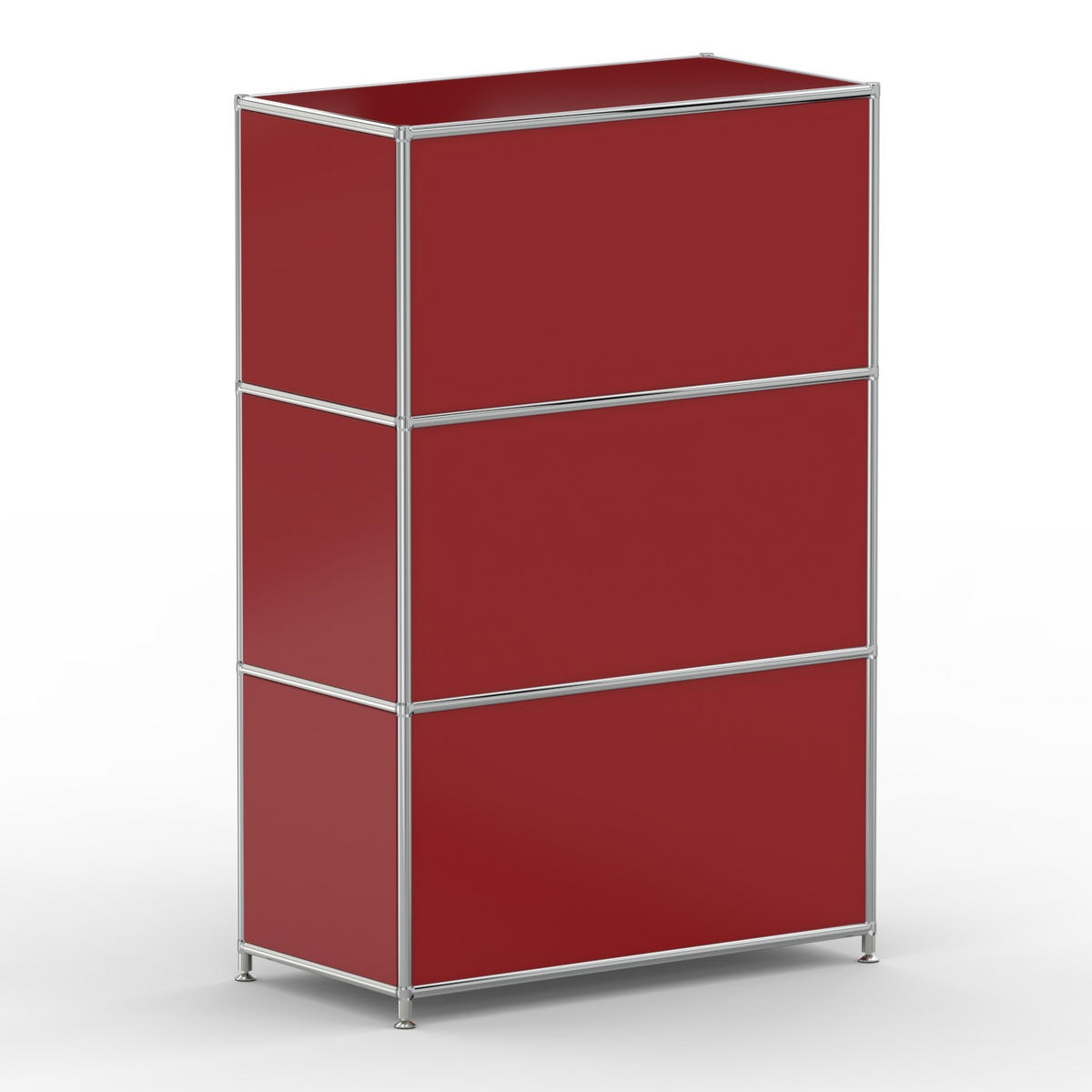 AKTENSCHRANK Büro, 3 offene Fächer, Breite 77 cm, Rubinrot - Chromfarben/Rot, Metall (40/118/77.2cm) - Versee