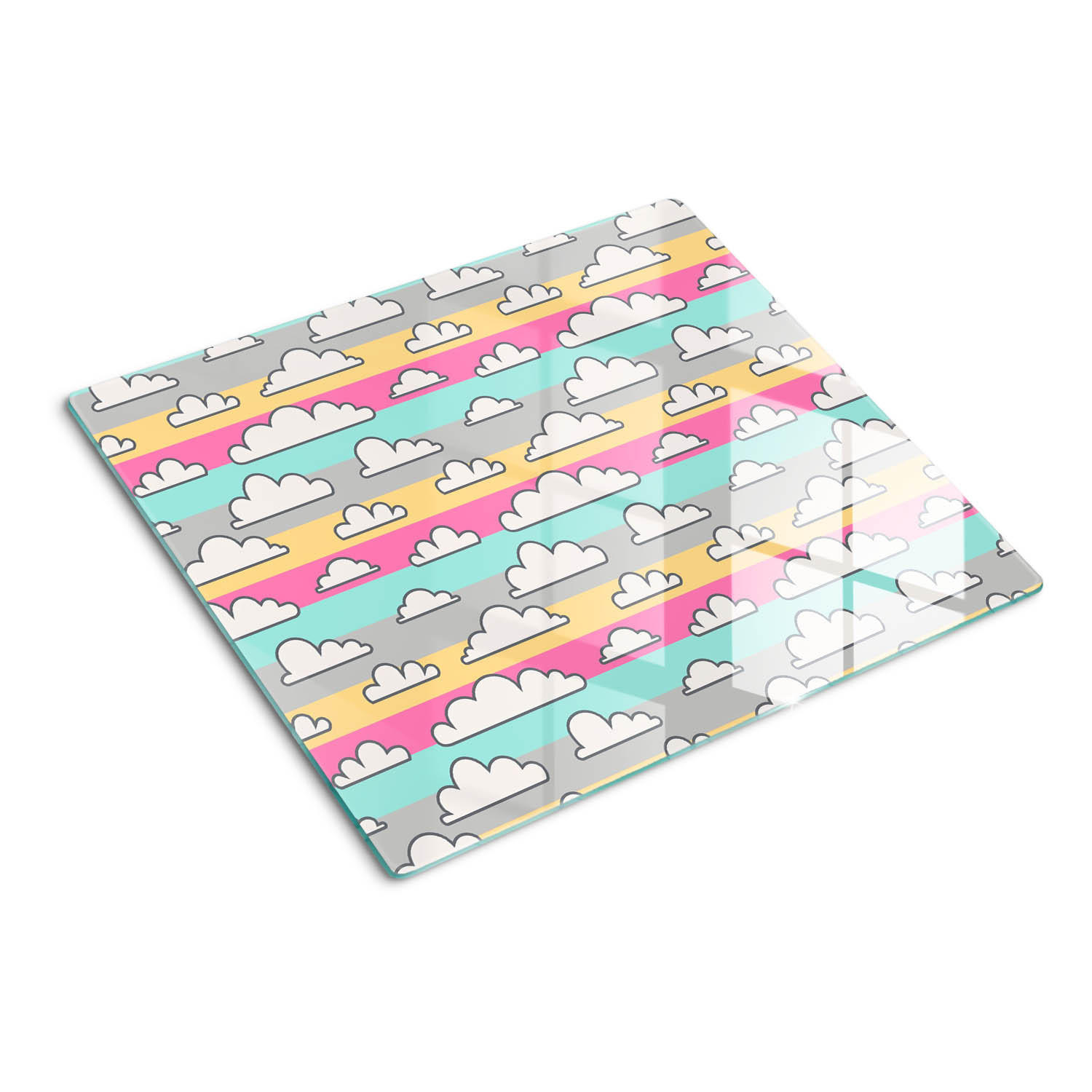GLASPLATTE 60x52 cm Wolken - Multicolor, Glas (60/0.4/52cm) - TULUP