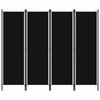 RAUMTEILER 4-teilig Schwarz 200/180 Cm - Schwarz, Textil (200/180/200cm) - vidaXL