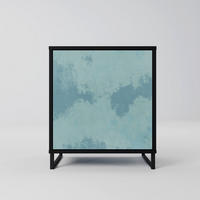 SIDEBOARD SKY WASH, Schwarz, 57,5x42x67,5 cm, Schwarze Metall-Rahmenfüße - Multicolor/Schwarz, Holzwerkstoff/Metall (57.5/67.5/42cm) - SpaceRebels