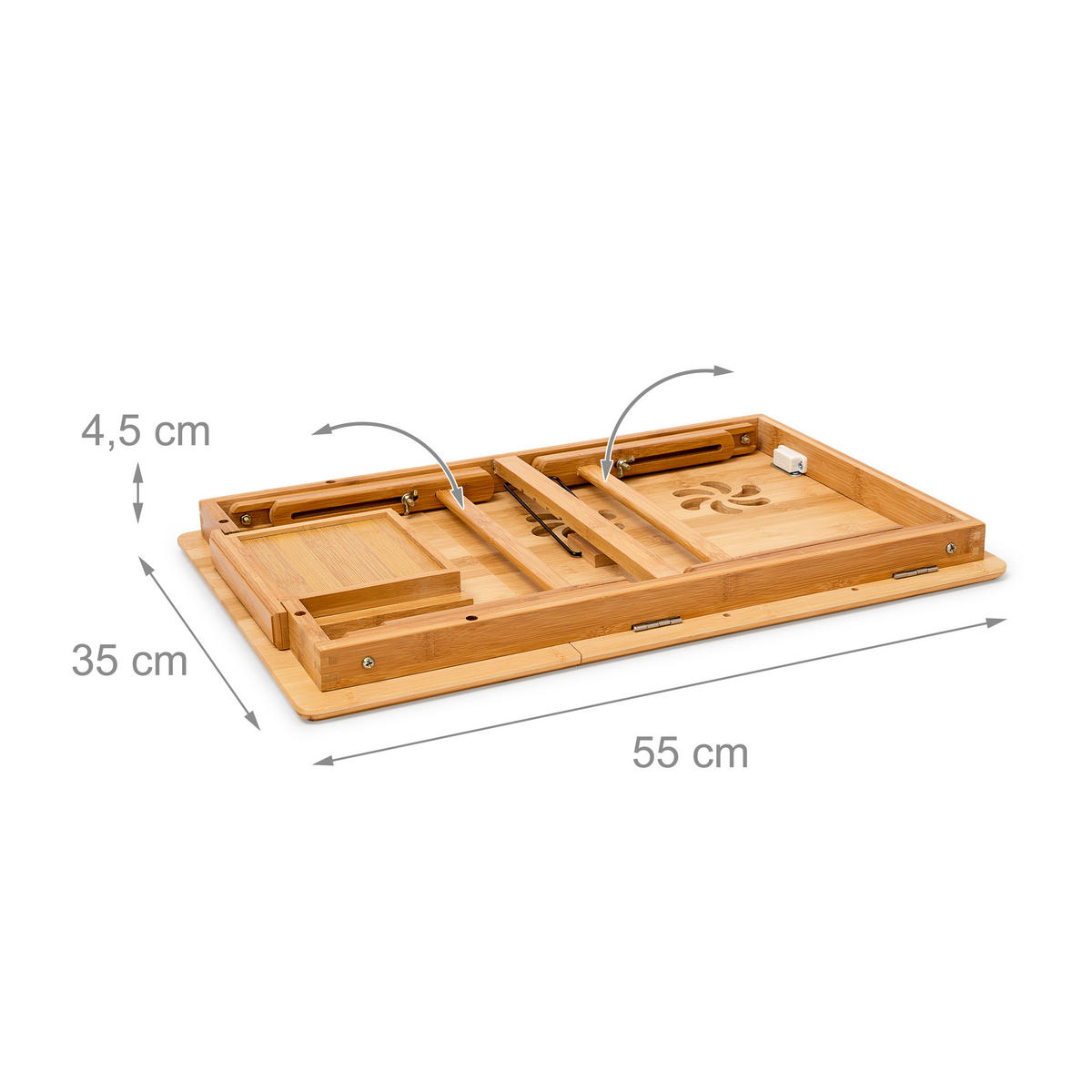 BETTTABLETT Natur Bambus klappbar neigbar 72,5x35 cm - Hellbraun, Holz - Relaxdays