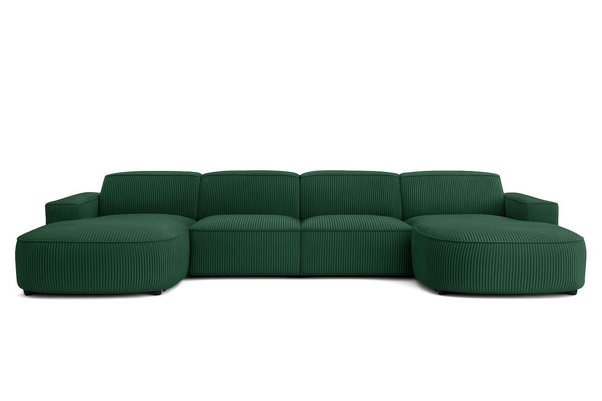 ECKSOFA Cursal Round U-Form, Stoff Poso, Grün - Grün, Holz (364/166cm) - Kaiser Möbel