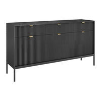 SIDEBOARD - 154cm x 39cm - MDF - schwarz - LIOUBA - Schwarz, Holz (154/83/39cm) - Vente-Unique