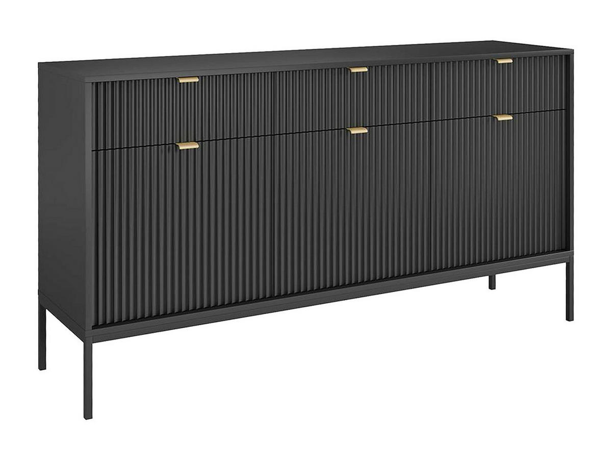 SIDEBOARD - 154cm x 39cm - MDF - schwarz - LIOUBA - Schwarz, Holz (154/83/39cm) - Vente-Unique