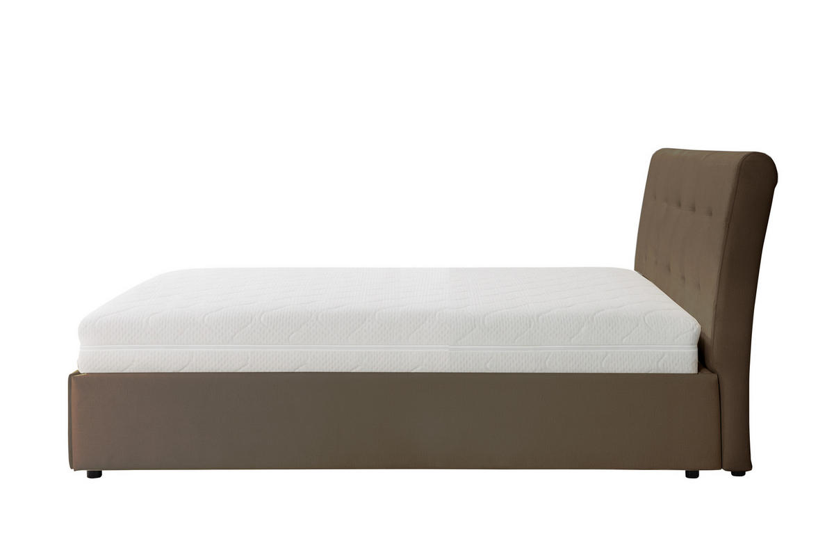 POLSTERBETT mit Bettkasten und Matratze SOLIS, Braun, 140x200 cm - Braun, Textil (140/200cm) - KS Home Concept