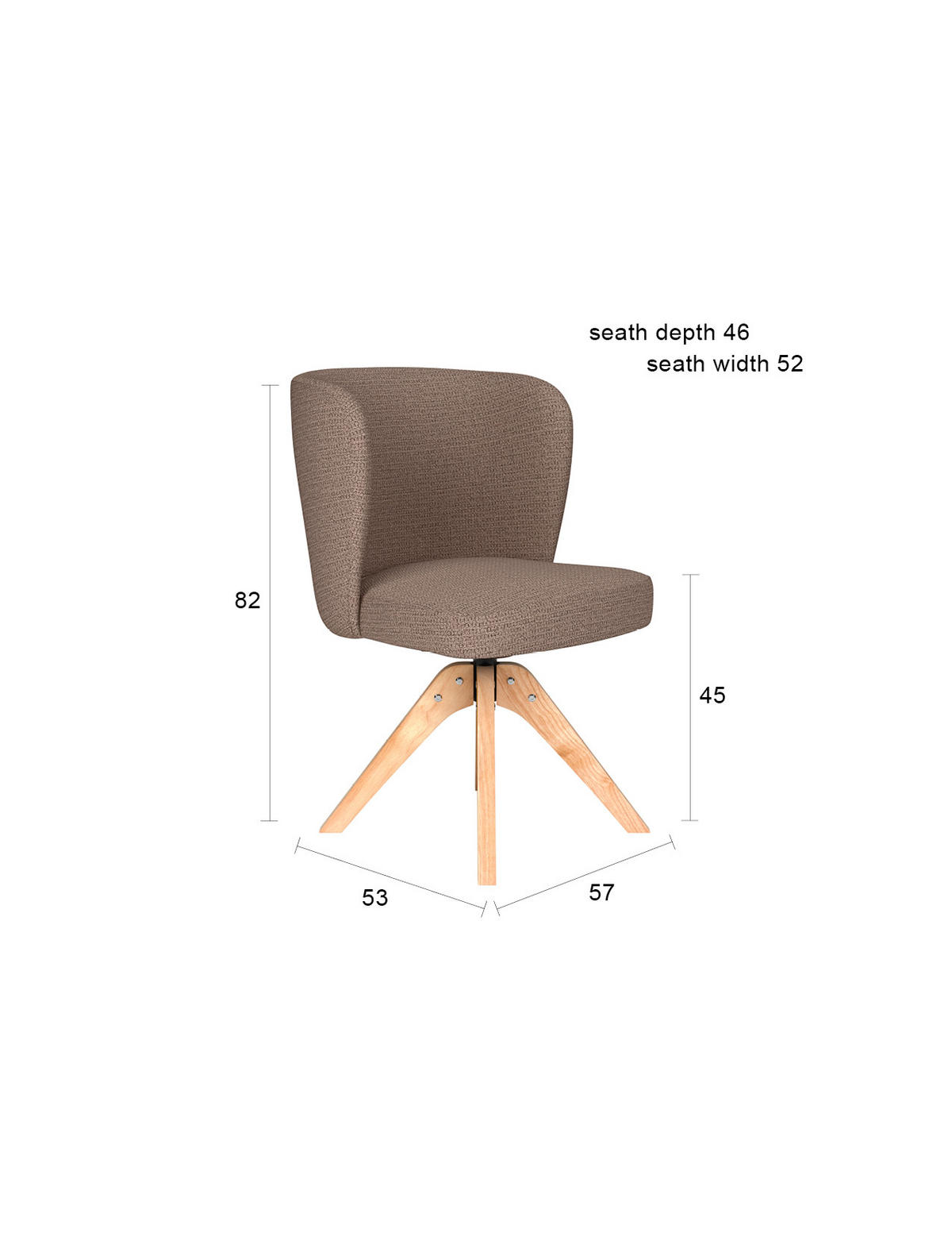 ESSZIMMERSTUHL Stan - Grau - 57/53/82 cm - Grau, Textil (53/82/57cm)