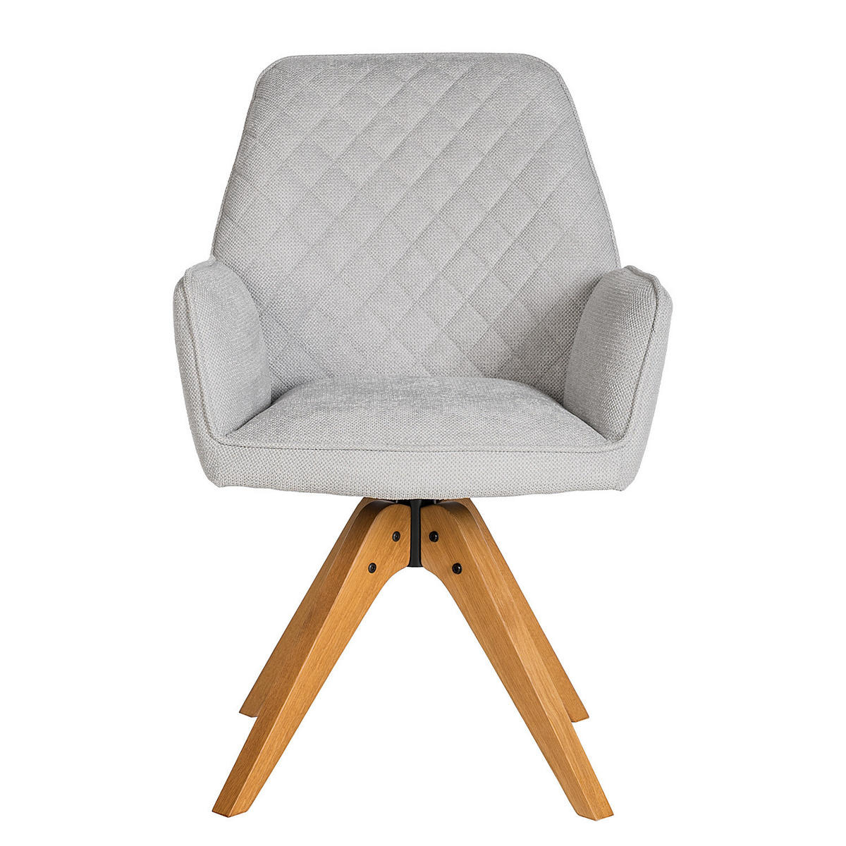 DREHBARER ARMLEHNENSTUHL - Strukturstoff / Eiche massiv - Hellgrau / Eiche - Hellgrau, Eichenholz/Holz (59/88/63cm) - home24