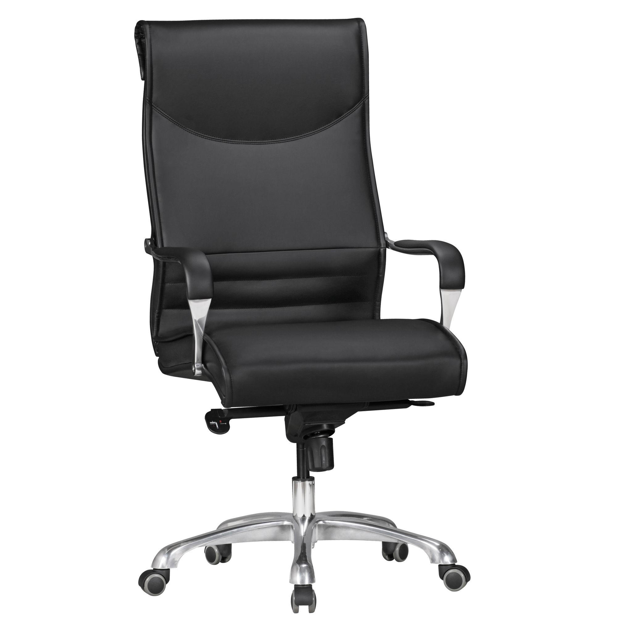 CHEFSESSEL XXL Kunstleder ergonomisch höhenverstellbar bis 150 kg VENGA, Schwarz 61x60x126 cm - Silberfarben/Schwarz, Kunststoff/Textil (61/126/60cm) - KADIMA DESIGN