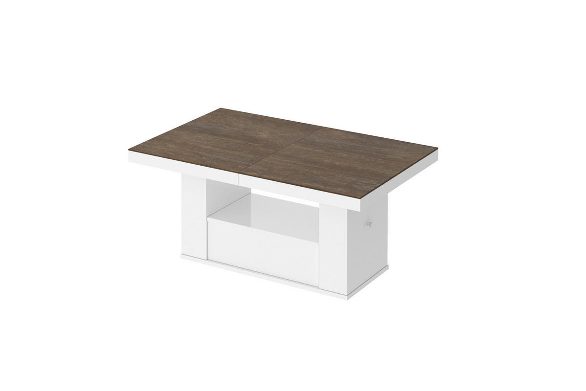 COUCHTISCH rechteckig Rostoptik matt - Weiß Hochglanz 120/75/54 cm - Rostfarben/Weiß Hochglanz, Holzwerkstoff (75/120/54cm) - designimpex