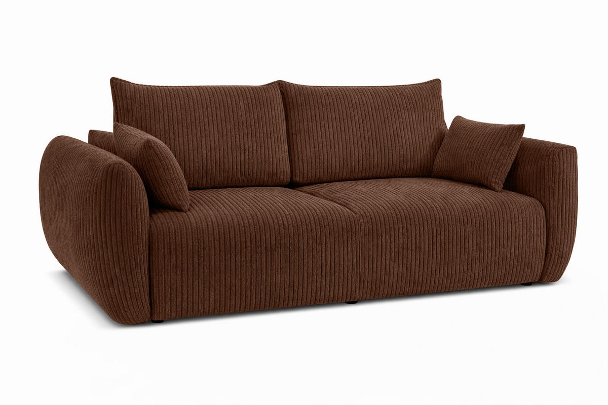 SOFA Mit Schlaffunktion Und Bettkasten, Cordstoff Poso, Braun, Zephira - Braun, Holz (238/87/102cm) - Kaiser Möbel