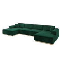 WOHNLANDSCHAFT IREA-U2 - 382x165x81 cm Grün - Smaragdgrün/Grün, Holzwerkstoff/Textil (382/81/165cm) - ALTDECOR