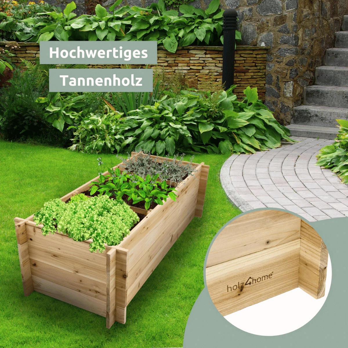 HOCHBEET für Garten Holz SMARTA Pflanzkasten 140x60x40cm - Braun, Holz (140/40/60cm) - DELUKE