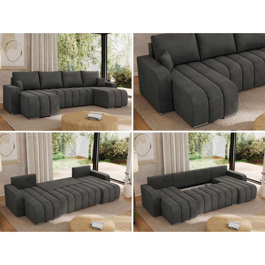 Thumbnail - MKS Wohnlandschaft, Dunkelgrau, Textil, 5-Sitzer, U-Form, 320x86x147 cm, Wohnzimmer, Sofas & Couches, Wohnlandschaften, ...