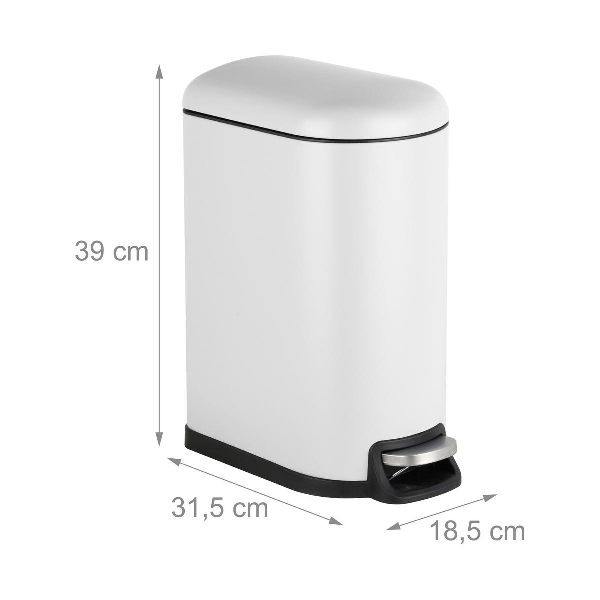 MÜLLEIMER - Weiß, Kunststoff/Metall (18.5/39/31.5cm) - Relaxdays
