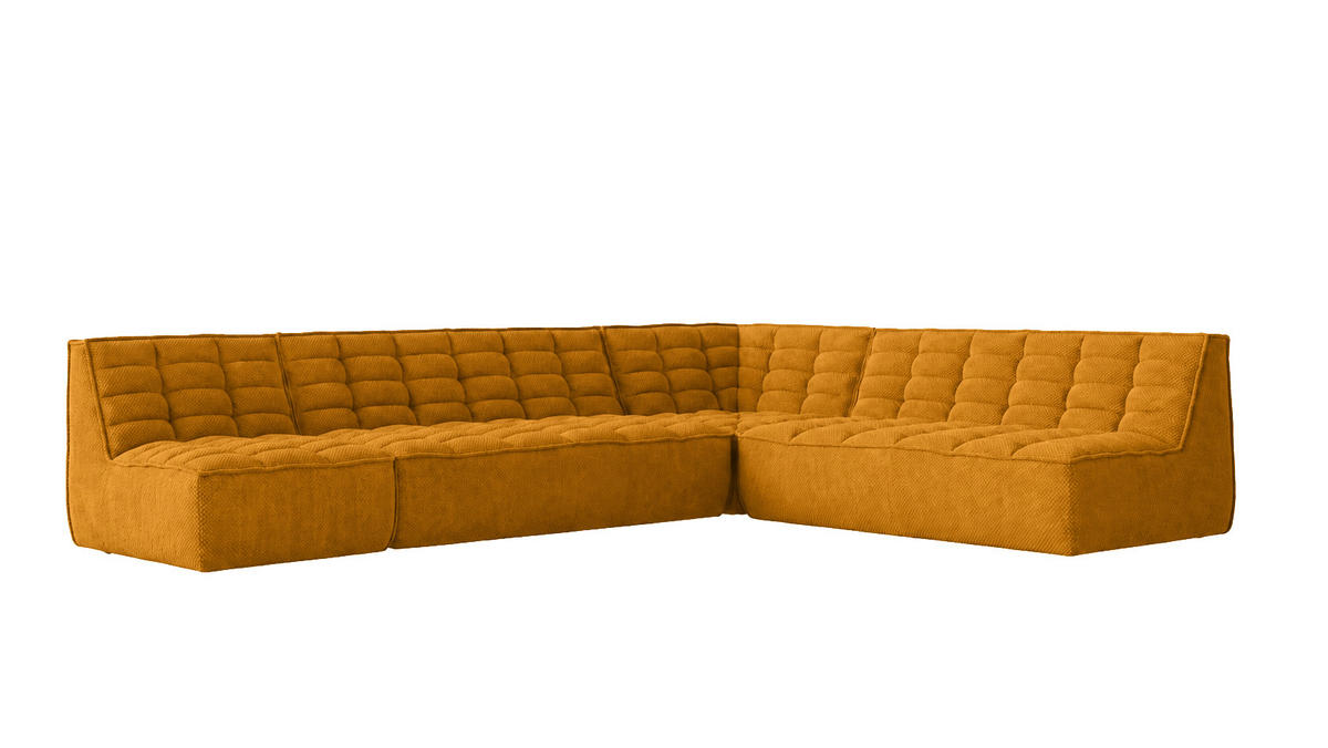 ROHOVÁ SEDAČKA modulární ve tvaru L, plyšová tkanina Pop, Hořčicová, Levá strana, LAZY L - žlutá, dřevo (333/253cm) - Kaiser Möbel