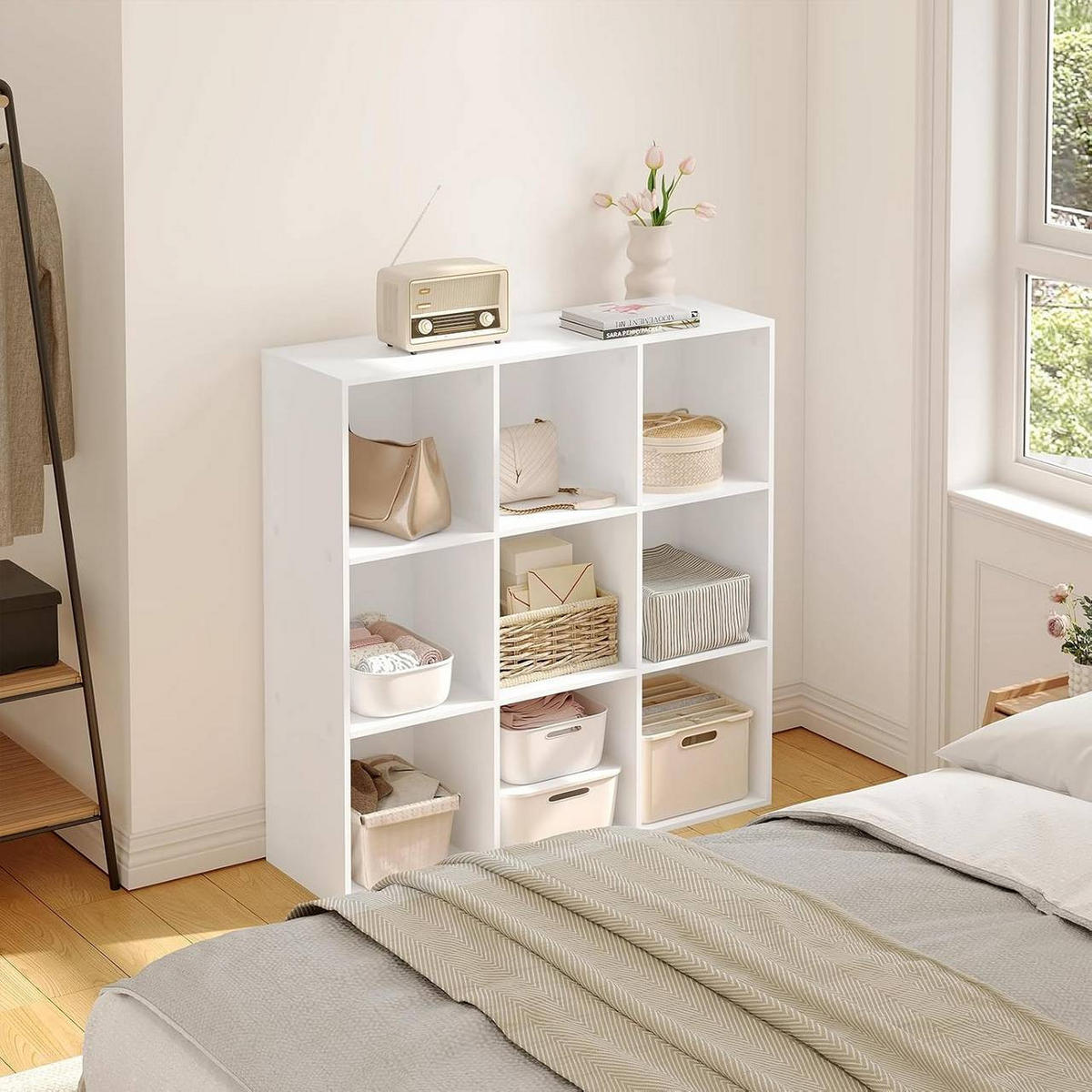 REGAL Bücherregal mit 9 Fächern, Standregal, Weiß - Weiß, Holzwerkstoff (94/93/29.5cm) - Woltu
