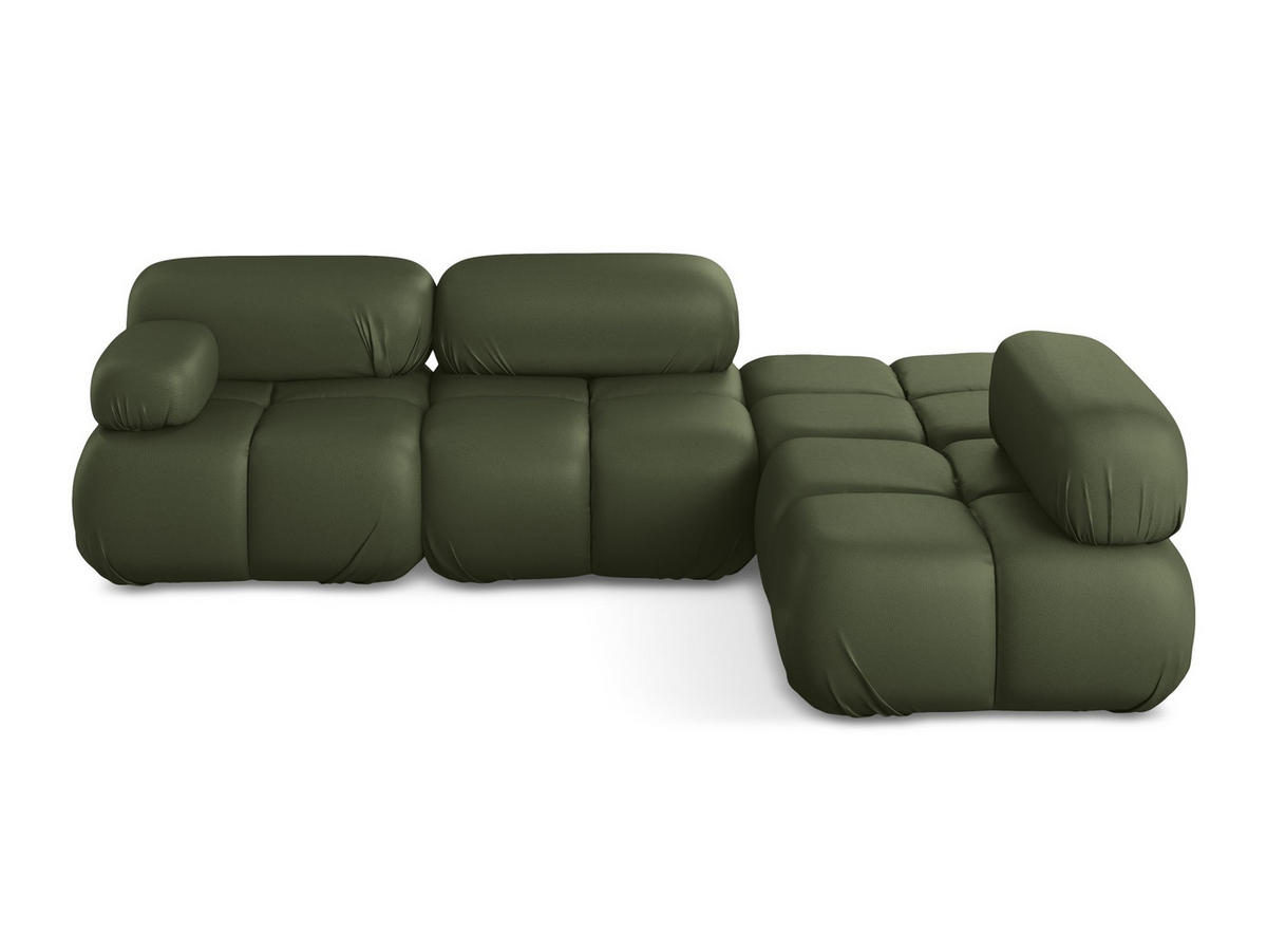 ECKSOFA Rechts Kunstleder Grün - Schwarz/Grün, Leder/Kunststoff (285/190cm) - Makamii