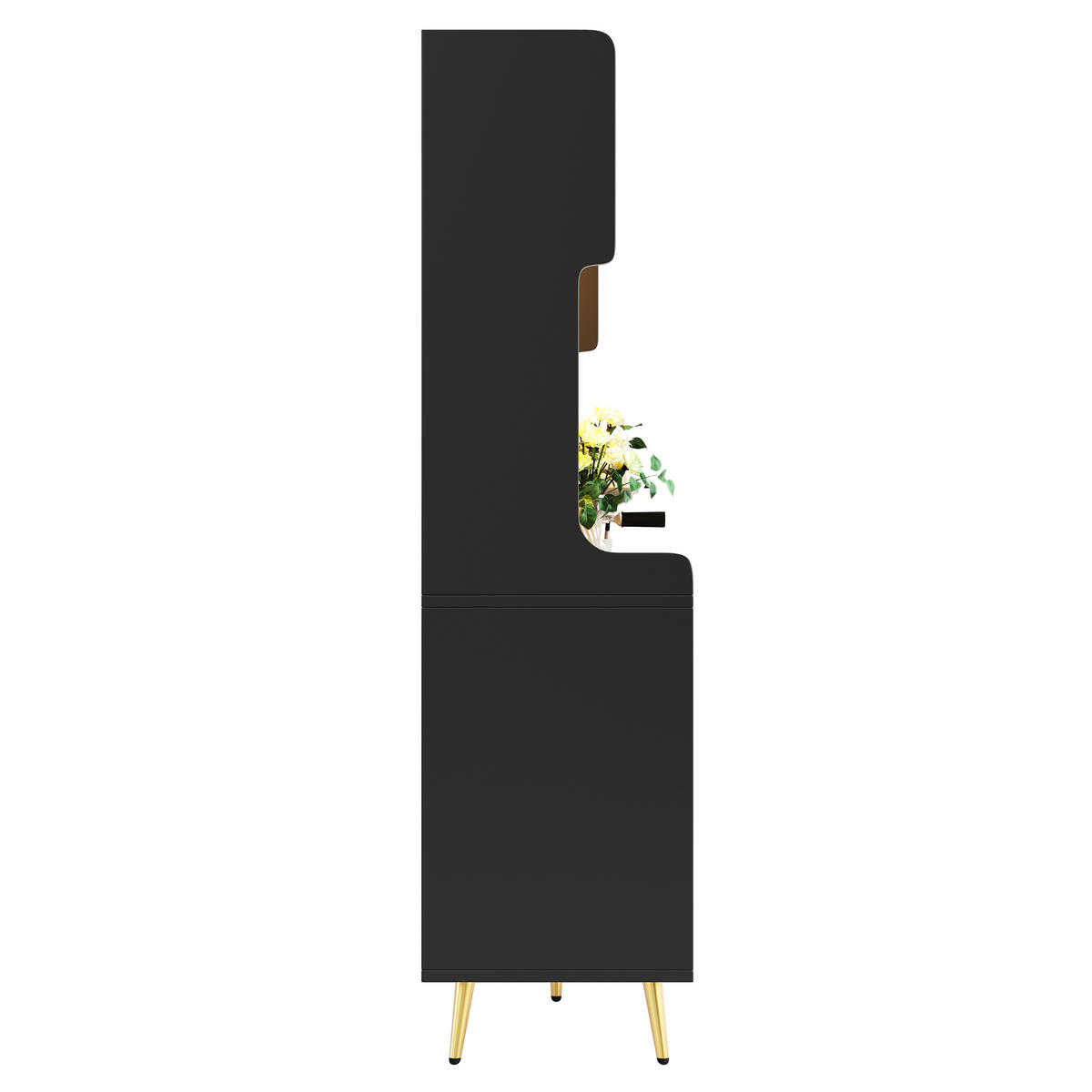GESCHIRRSCHRANK aus MDF 145x39x171 cm in Schwarz mit LED-Lichtleiste - Schwarz, Holzwerkstoff (145/171/39cm) - Modfu