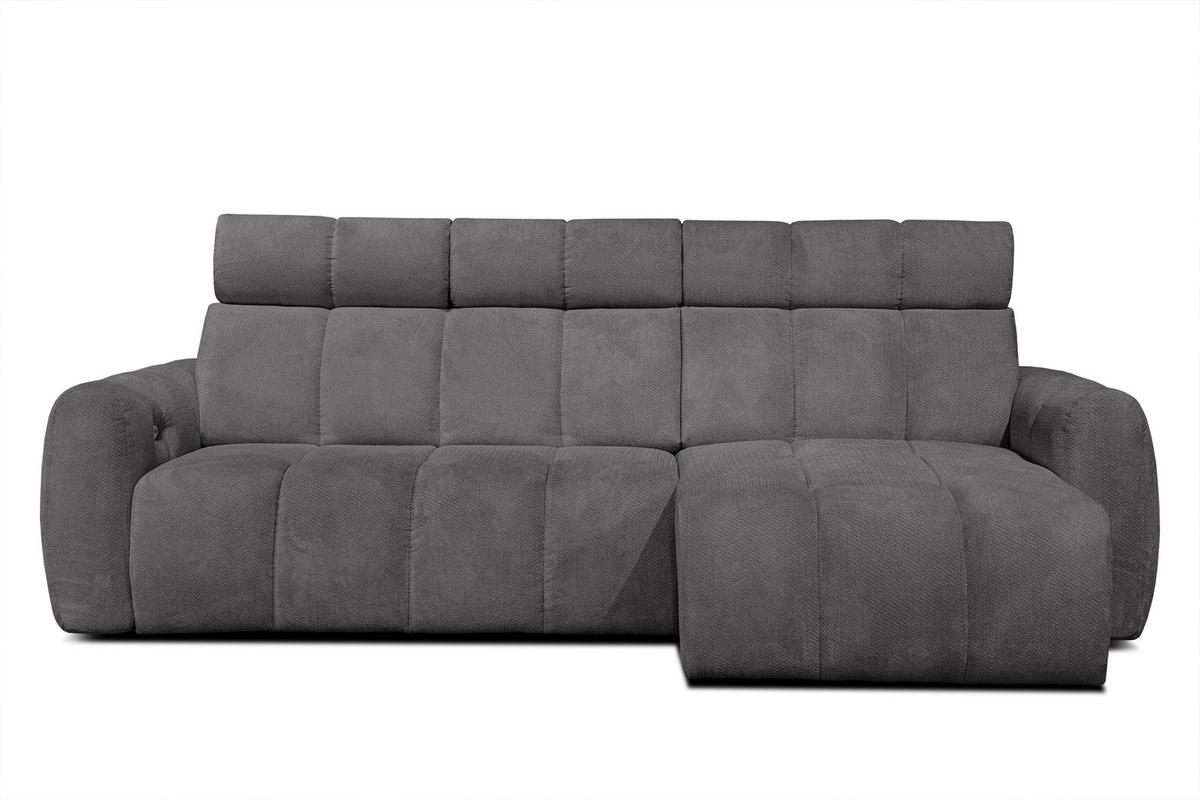 ECKSOFA KIMI 3-Sitzer, ausziehbarer Sitz, verstellbare Kopfstützen, dunkelgrau - Anthrazit/Schwarz, Holzwerkstoff/Textil (270/160cm) - Courtois Laville